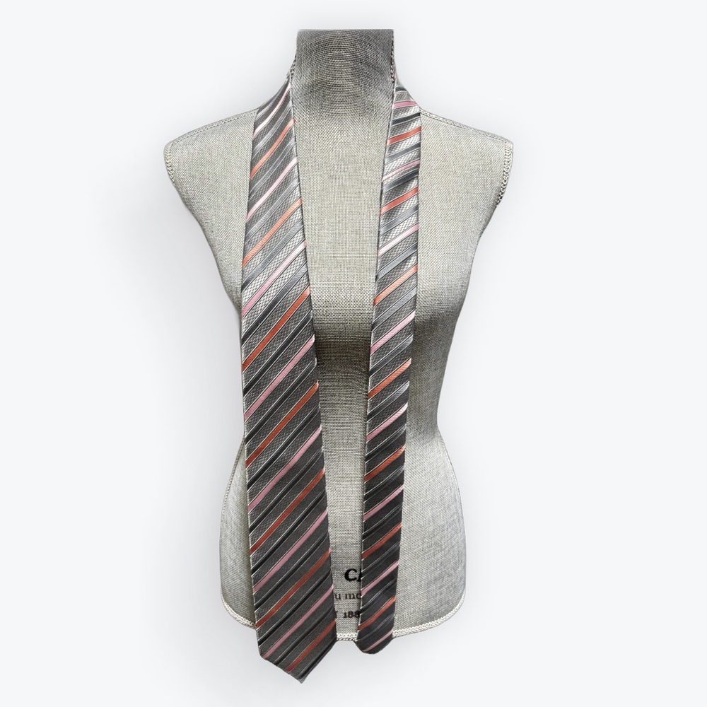 IMANI Men's Grey Striped Tie